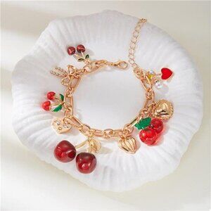 18K Gold-Plated Cherry Charm Bracelet